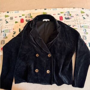 Elegant Double-Breasted Black Velvet Blazer for Kids